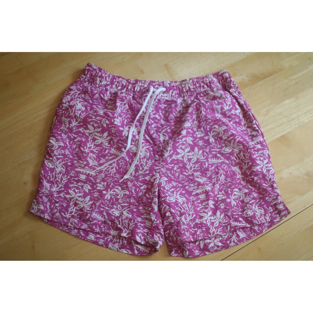 Columbia PFG Mens Pink Tropical Print Swim Shorts Size S 5 Inch Inseam